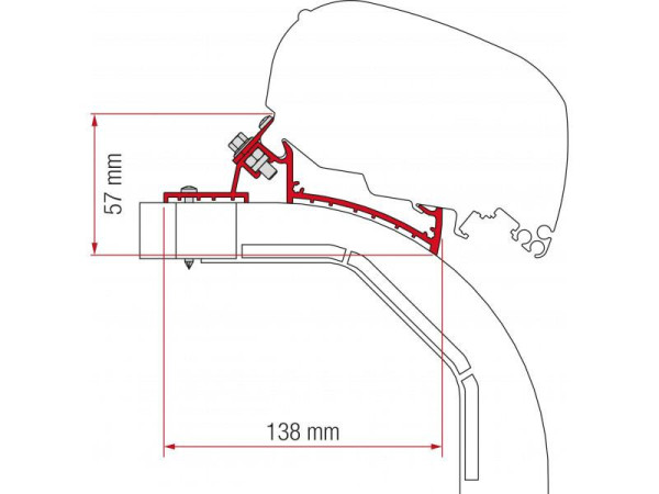 Adaptér na uchycení markýzy Fiamma F65 a F80 na střechu Arca Mobilvetta K-Yacht