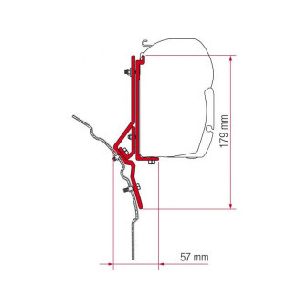 Adaptér na uchycení markýzy Fiamma F45 na stěnu VW T4 L1/L2/H1 bez/se zvedací střechou