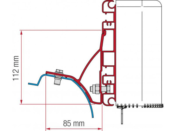 Adaptér pro uchycení markýzy Fiamma Compass na střechu Renault Trafic/Nissan NV300/Fiat Talento/Opel Vivaro B (2014-)