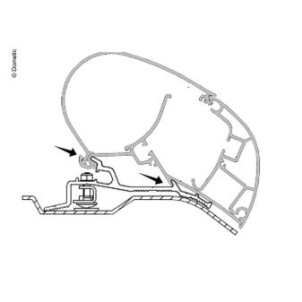 Adaptér na uchycení markýzy Dometic PR2000 a PR2500 delky 375 cm na střechu Citröen Jumper/Fiat Ducato/Peugeot Boxer H2 (2007-)