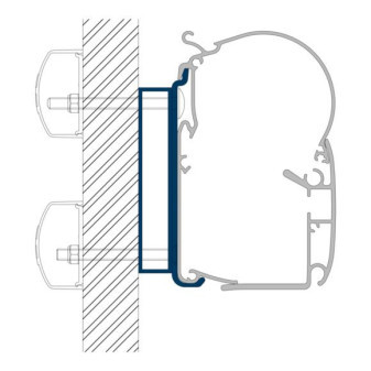 Adaptér na uchycení markýzy Dometic PR1100 a PR1500 delky 400 cm na stěnu obytných vozů Dethleffs Globebus