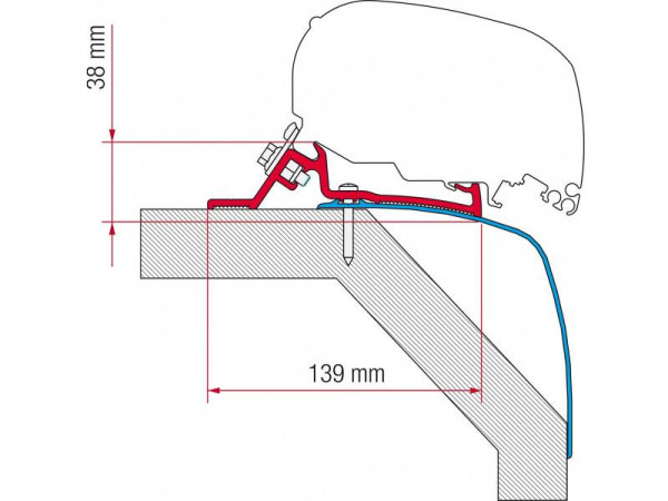 Adaptér na uchycení markýzy Fiamma F65 a F80S na střechu Laika Rexosline/Kreos 09