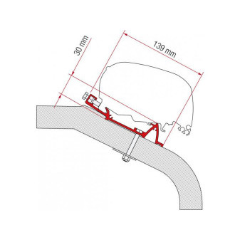 Adaptér na uchycení markýzy Fiamma F65 delky 400 cm na střechu LMC - TEC