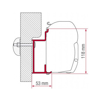 Adaptér na uchycení markýzy Fiamma F45S a F70 delky 450 cm na stěnu Eura Mobil/Karmann