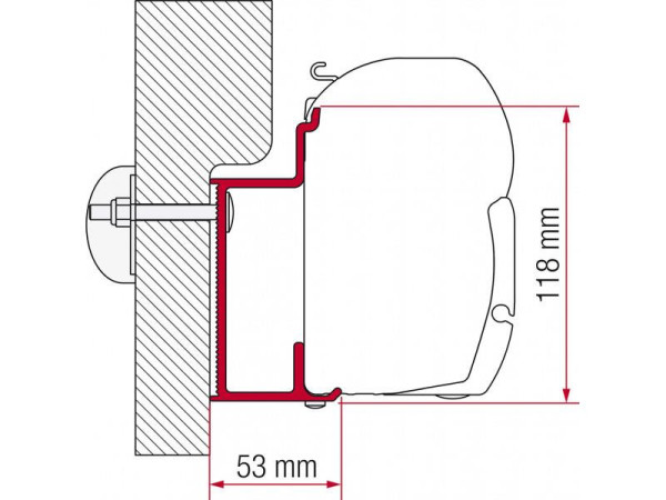 Adaptér na uchycení markýzy Fiamma F45S a F70 delky 450 cm na stěnu Eura Mobil/Karmann