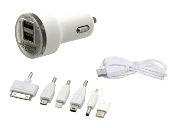 Nabíječka telefonu 12V 2,1A (Iphone 4-8, miniUSB, microUSB, USB-C)