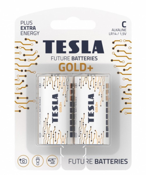 Baterie C GOLD 1,5V alkalická TESLA - balení 2 kusů