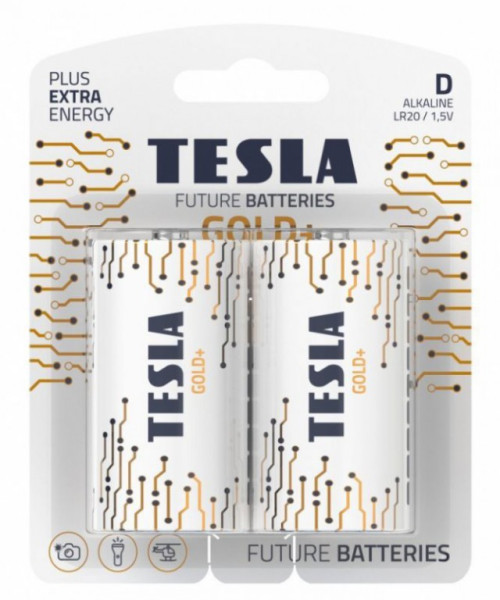 Baterie D GOLD 1,5V alkalická TESLA - balení 2 kusů