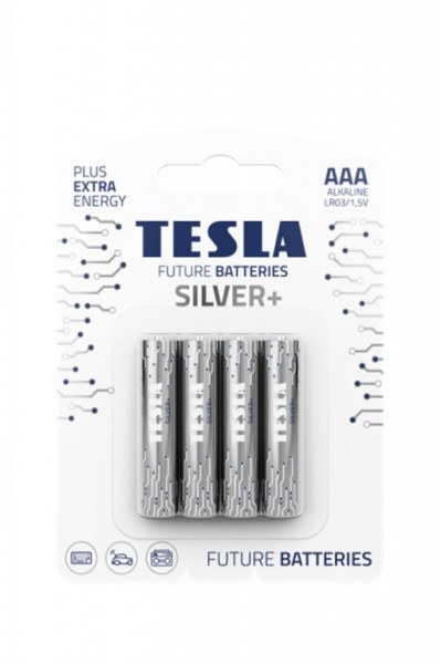 Baterie AAA SILVER 1,5V alkalická TESLA - balení 4 kusů