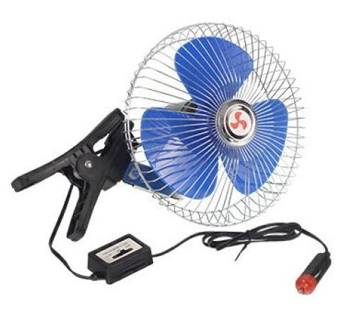 Ventilátor otočný, kovový 12V s přepínačem rychlosti