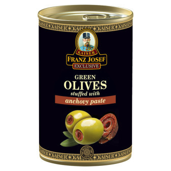 Olivy zelené plněné ančovičkovou pastou - Franc Josef - 300g