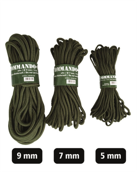 Šňůra COMMANDO-SEIL OLIV 5mm (15m)